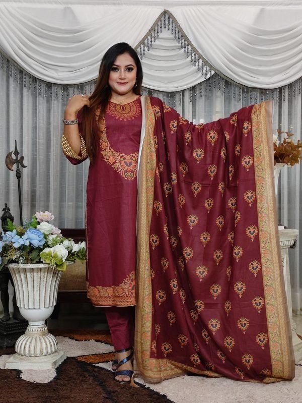 PAKISTANI INSPIRED MALHAR LAWN CODE 3 MAROON