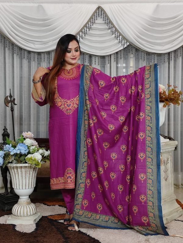 PAKISTANI INSPIRED MALHAR LAWN CODE 3 PURPLE