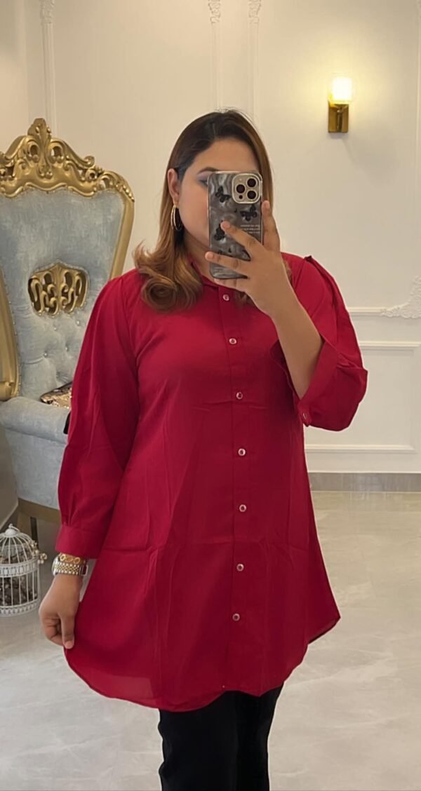 Dubai cherry Georgette SEMI LONG SHIRT MAROON