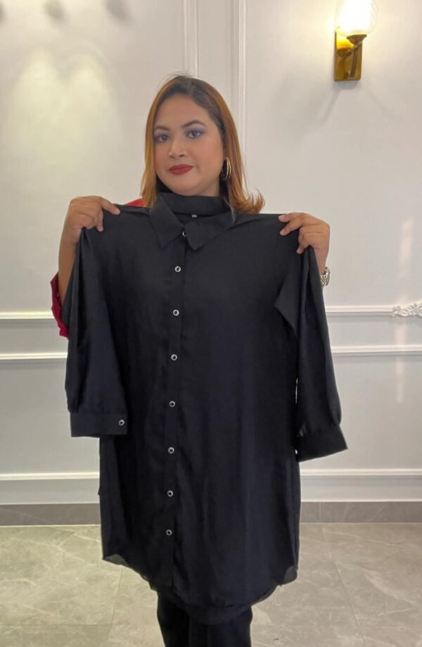 Dubai cherry Georgette SEMI LONG SHIRT BLACK