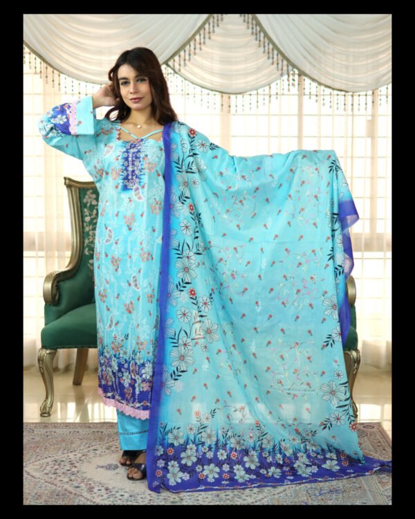 PAKISTANI INSPIRED MALHAR LAWN CODE 40 SKY