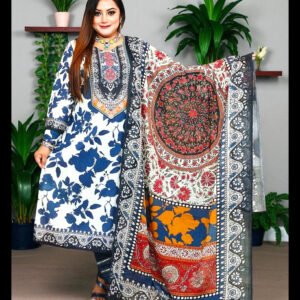 SWISS PURE COTTON LAWN 41 WHITE & BLUE ELEGENT