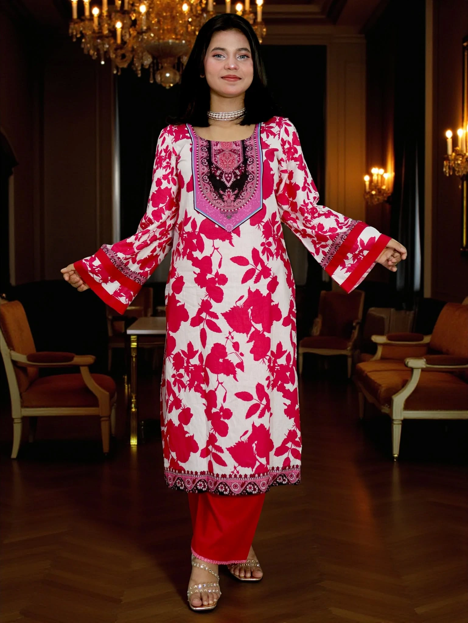 SWISS PURE COTTON LAWN 41 WHITE & PINK (3)