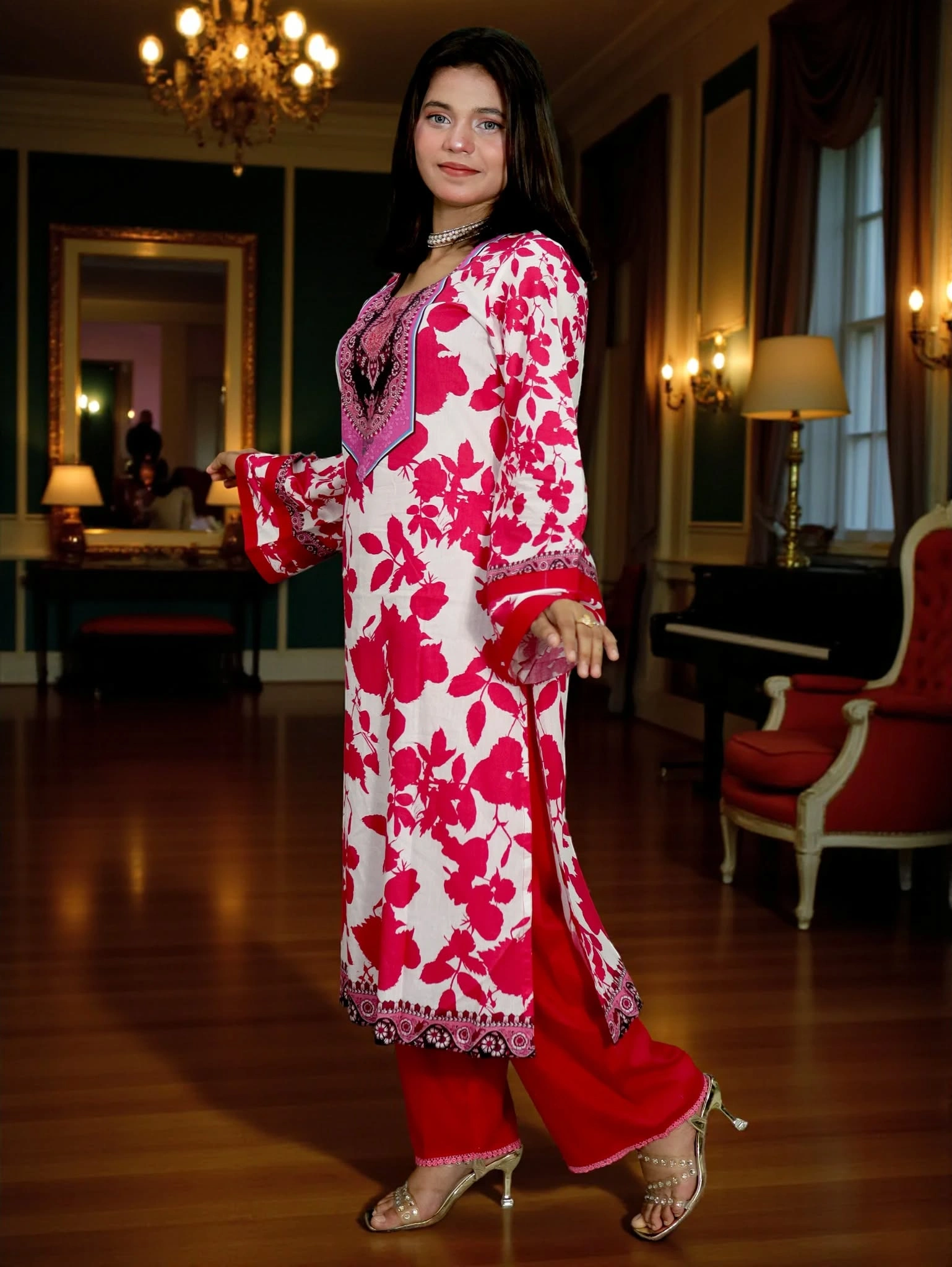 SWISS PURE COTTON LAWN 41 WHITE & PINK (4)