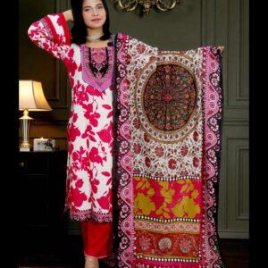 SWISS PURE COTTON LAWN 41 WHITE & PINK ELEGENT