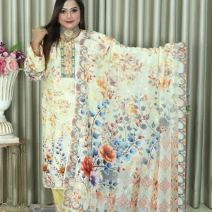 ELEGENT INSPIRED MALHAR LAWN EMBODARY 106 YELLOW WHITE COLOR