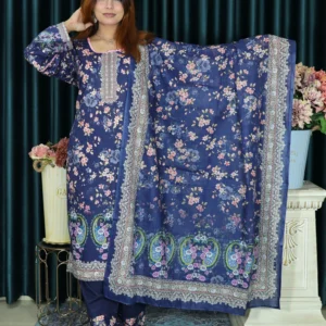PAKISTANI INSPIRED MALHAR LAWN CODE ELEGENT 64 DEEP BLUE
