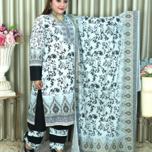 PAKISTANI INSPIRED MALHAR LAWN CODE ELEGENT 72 WHITE & BLACK