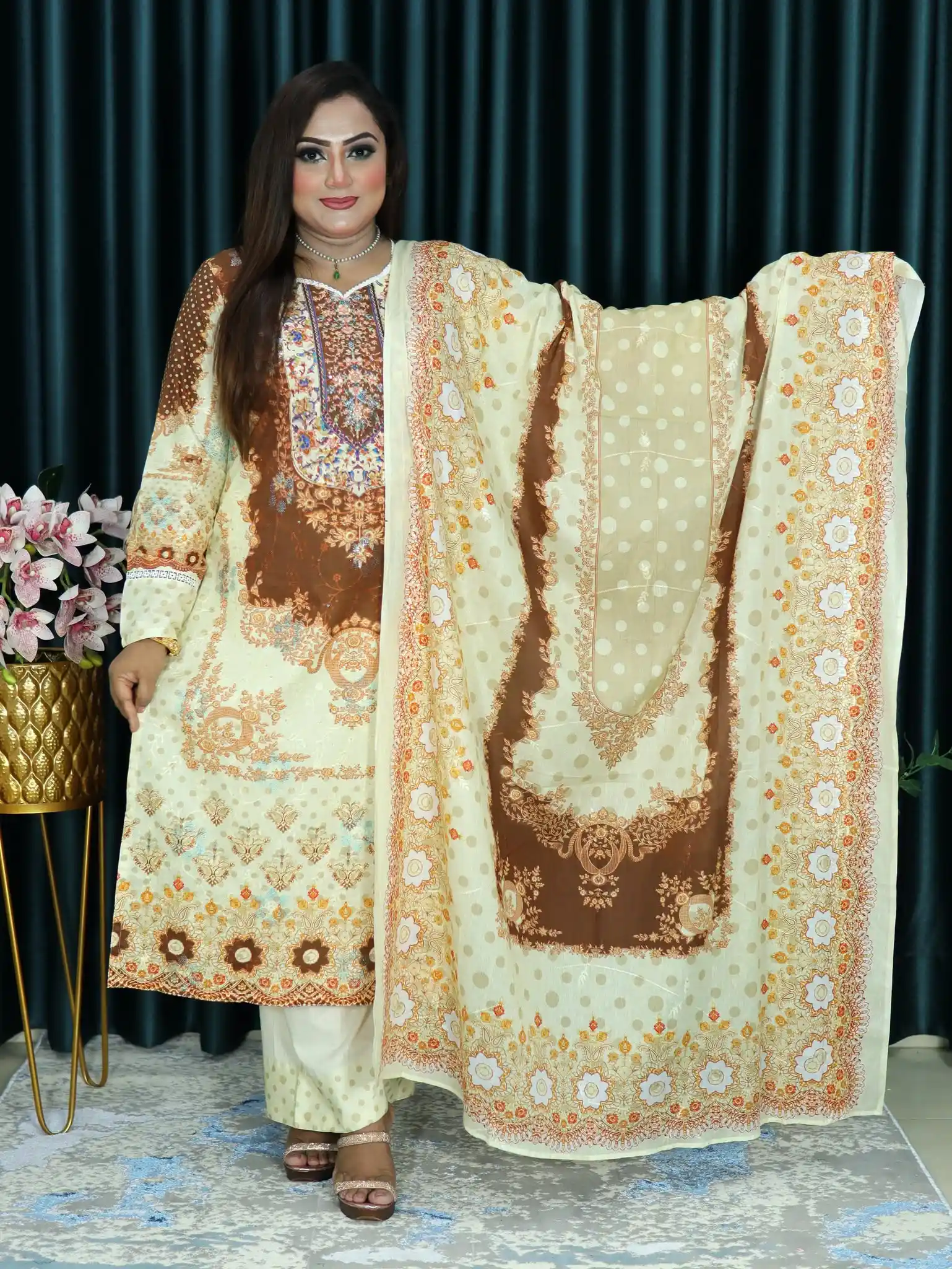 আনরেডি VIP ELEGENT CODE 121 CREAM COFFEE COLOR (4)