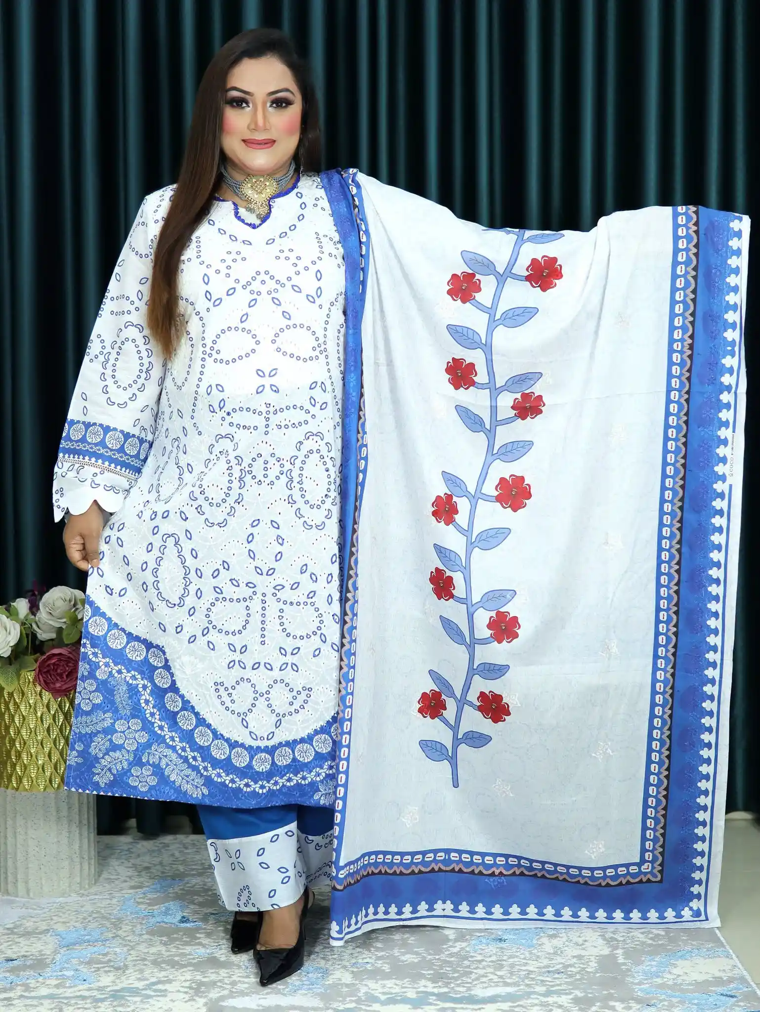 ELEGENT INSPIRED EMBODARY LAWN 126 WHITE & BLUE COLOR (1)