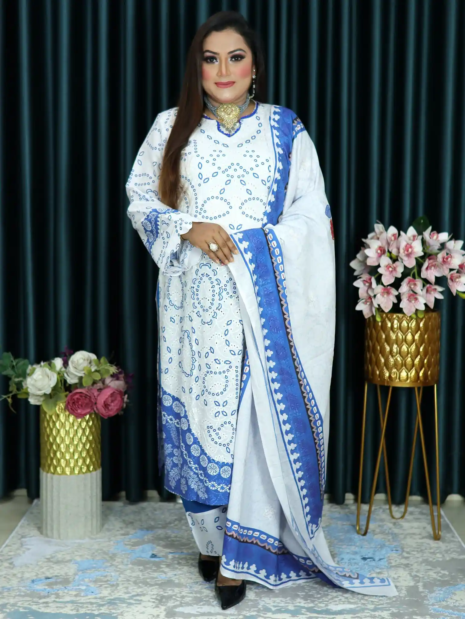 ELEGENT INSPIRED EMBODARY LAWN 126 WHITE & BLUE COLOR (4)