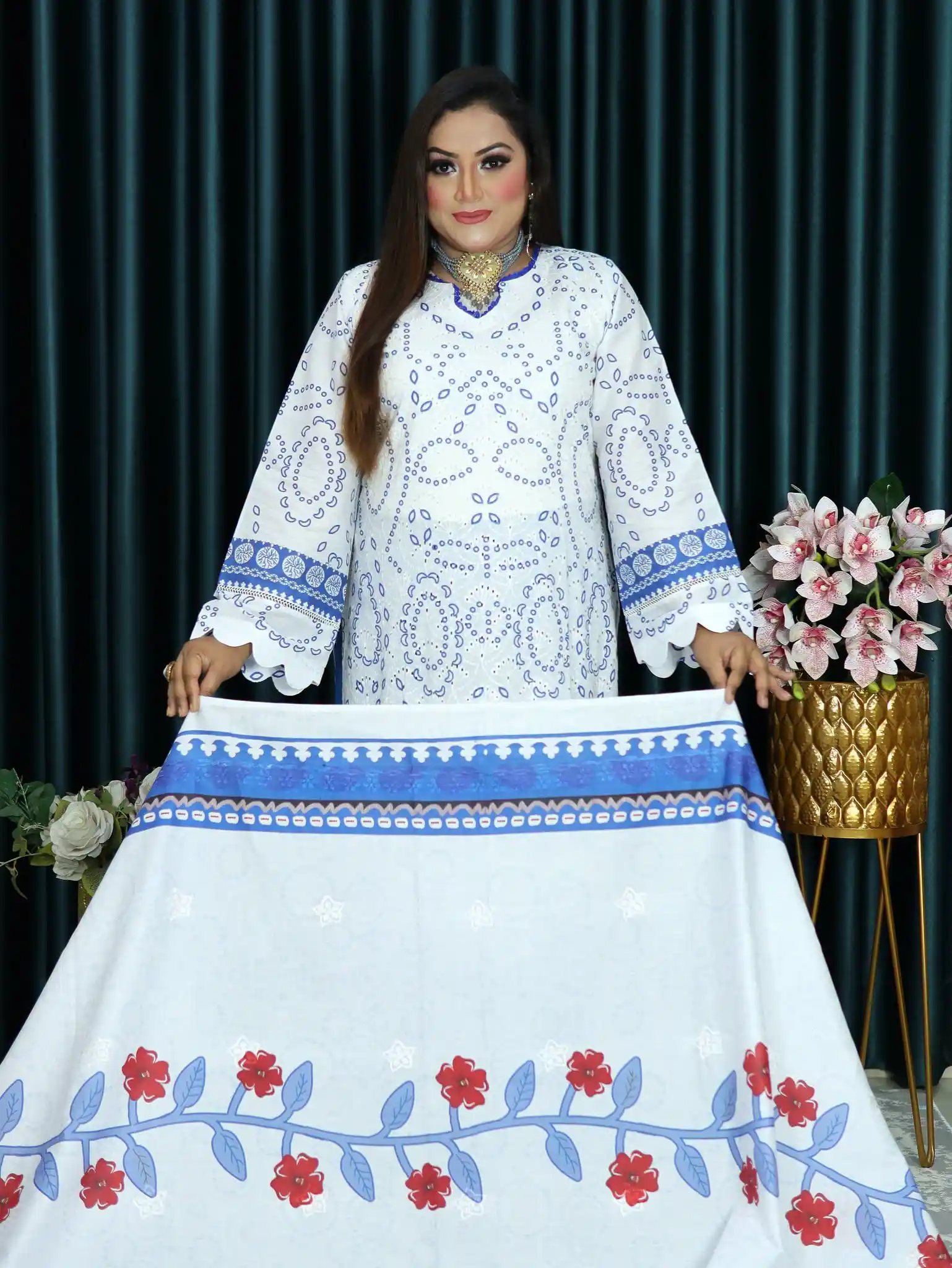 ELEGENT INSPIRED EMBODARY LAWN 126 WHITE & BLUE COLOR (8)