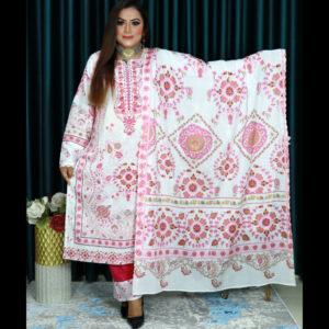 আনরেডি ELEGENT INSPIRED EMBODARY LAWN 129 WHITE & PINK COLOR