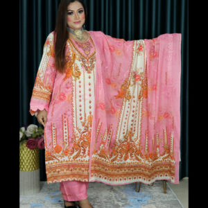 আনরেডি ELEGENT INSPIRED EMBODARY LAWN 130 PEACH & WHITE COLOR