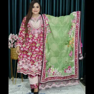 আনরেডি ELEGENT PAKISTANI INSPIRED BININYAS CODE 124 RED COLOR