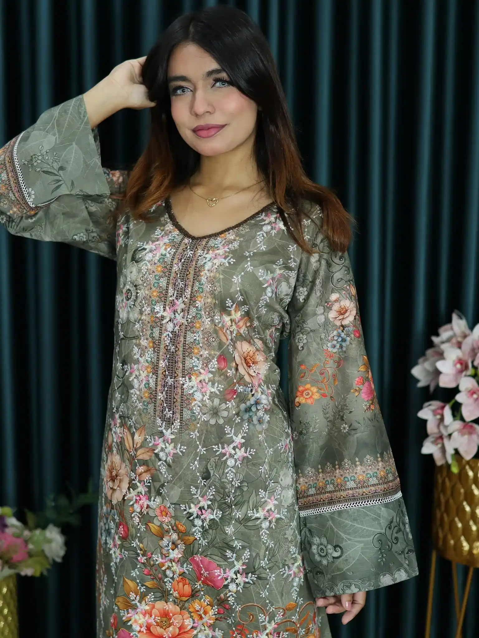 আনরেডি CBU INSPIRED EMBODARY LAWN128 OLIVE COLOR (2)