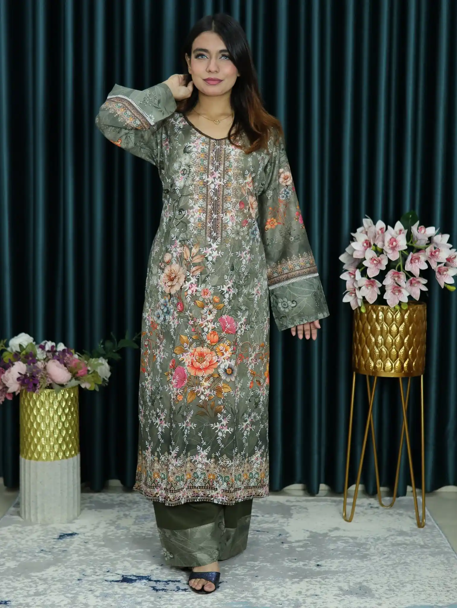 আনরেডি CBU INSPIRED EMBODARY LAWN128 OLIVE COLOR (3)