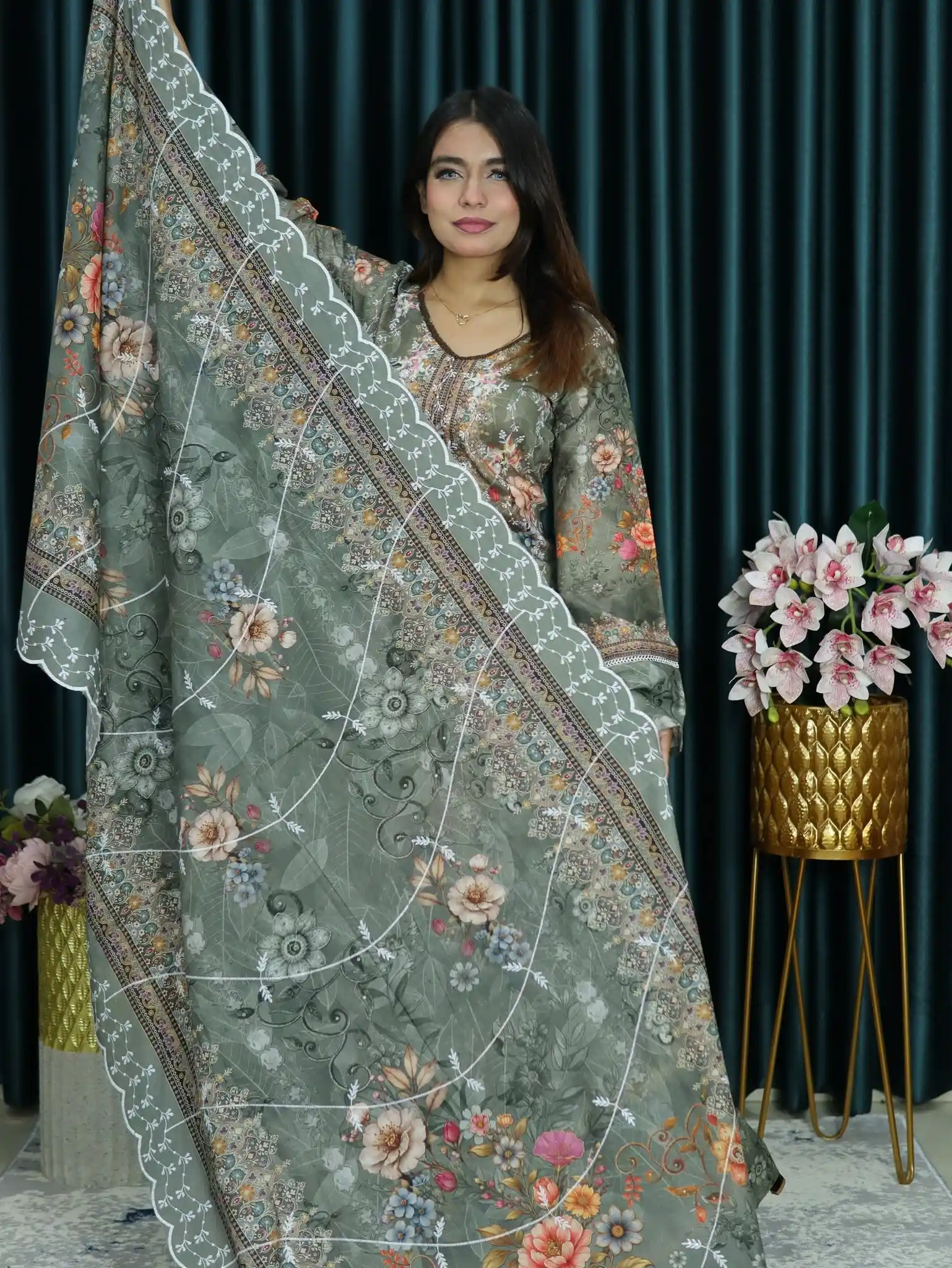 আনরেডি CBU INSPIRED EMBODARY LAWN128 OLIVE COLOR (5)