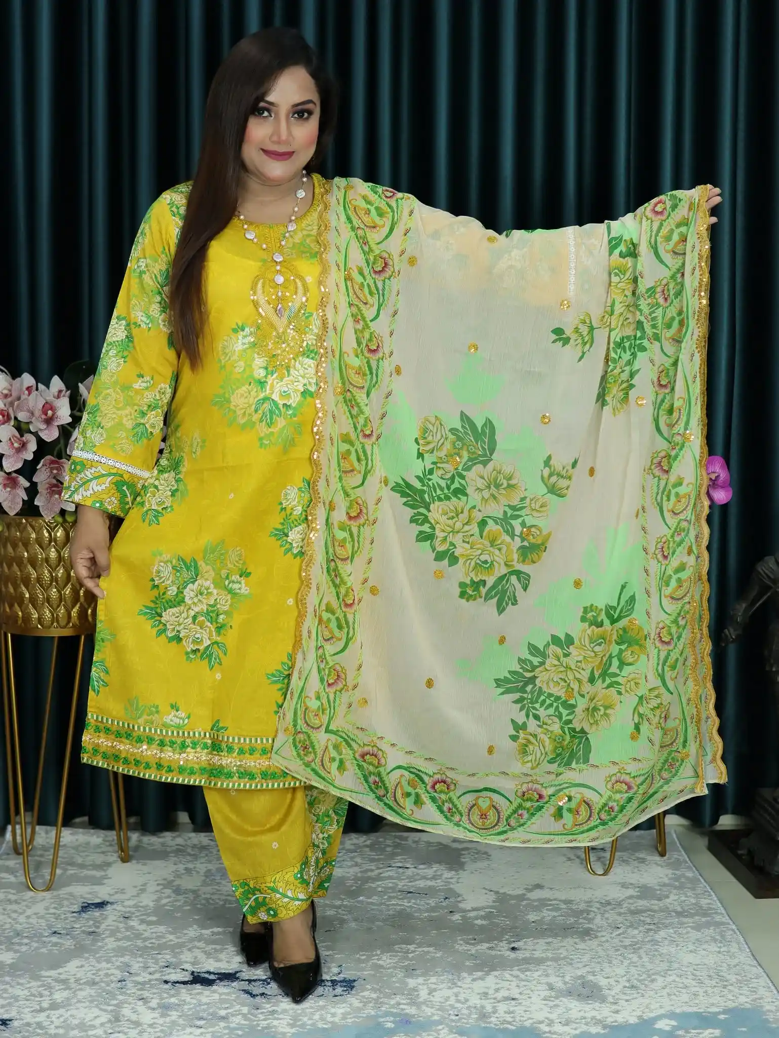 আনরেডি PAKISTANI INSPIRED ZIVA CODE 125 YELLOW COLOR (3)