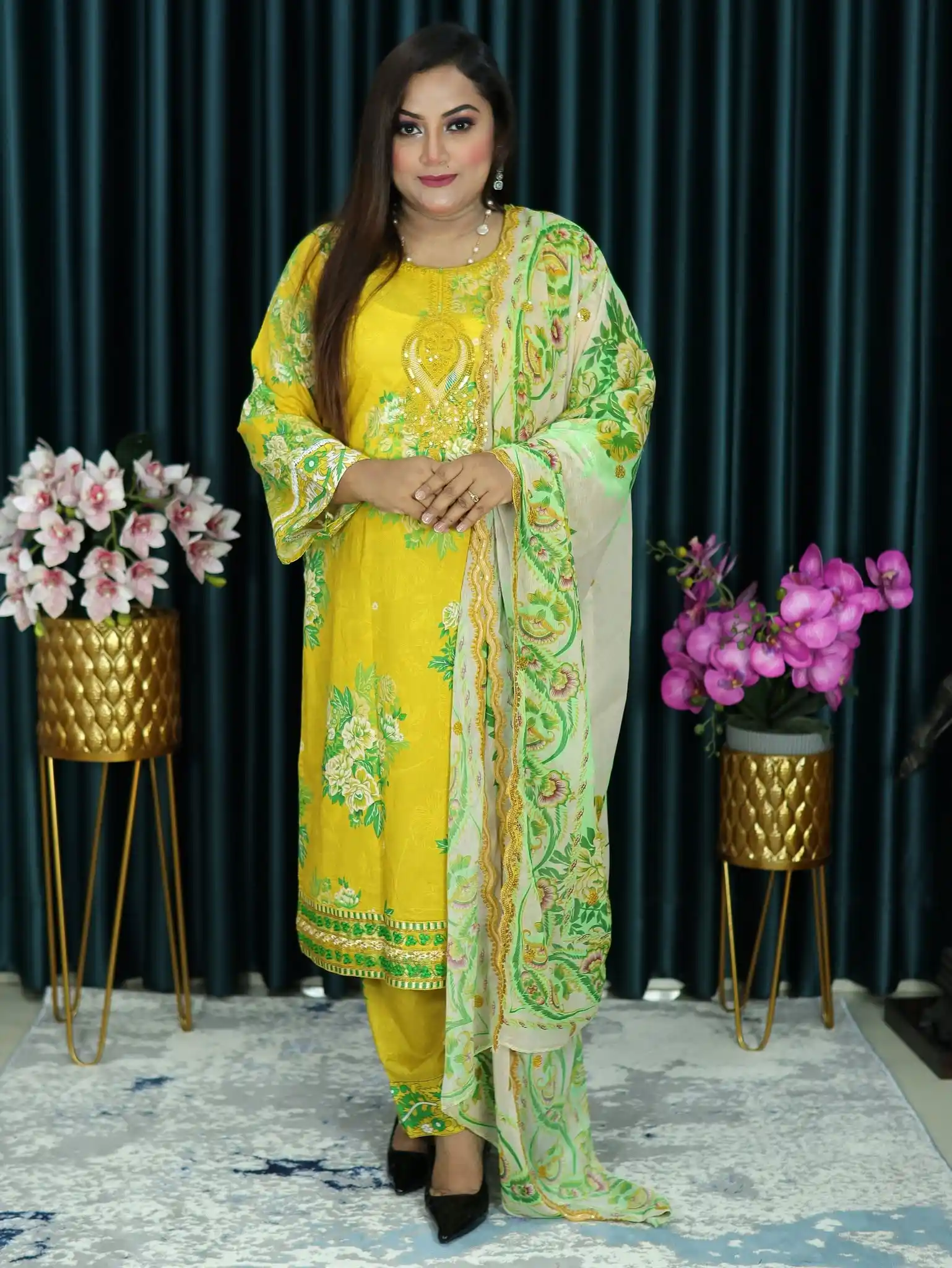 আনরেডি PAKISTANI INSPIRED ZIVA CODE 125 YELLOW COLOR (8)