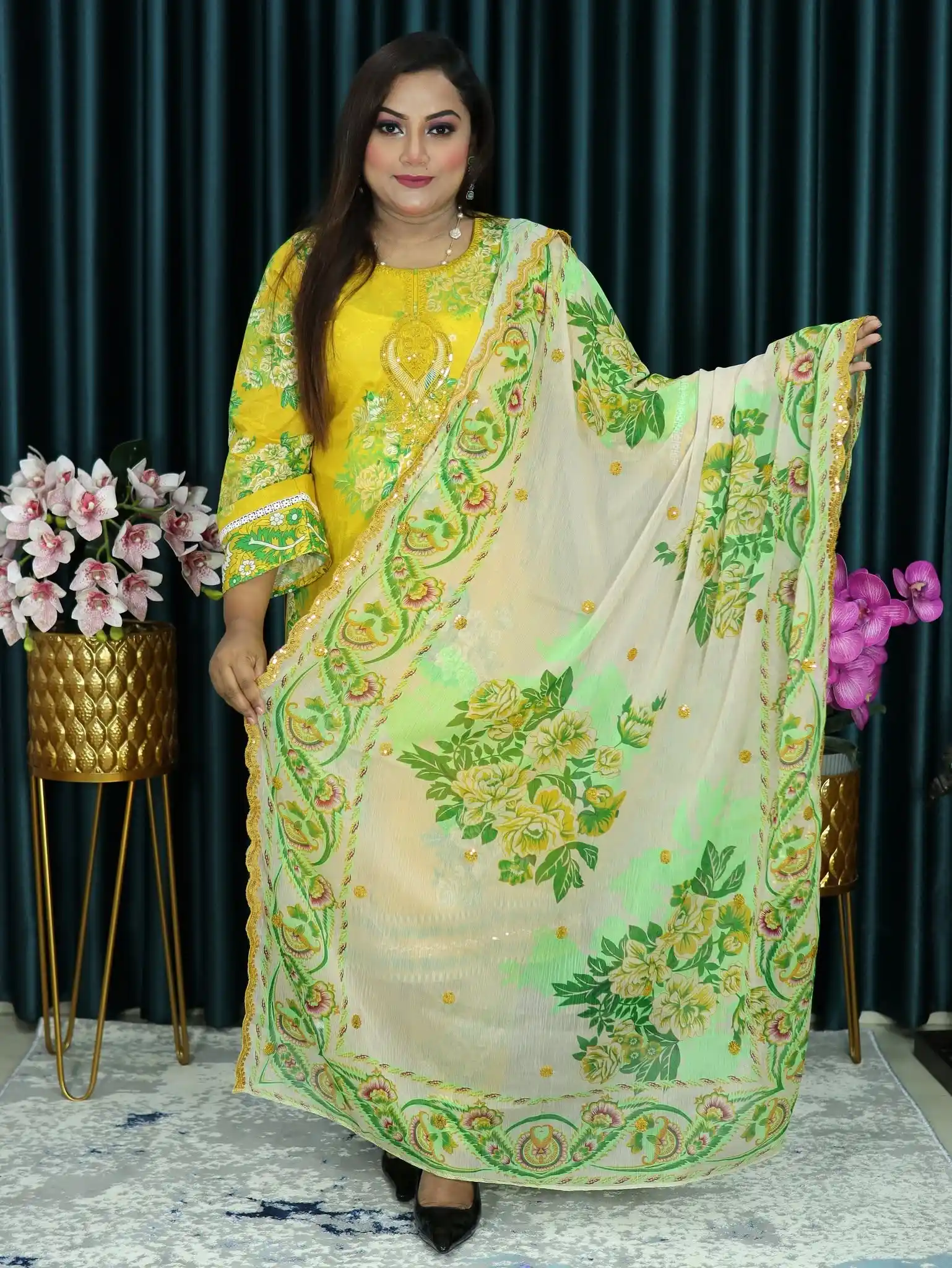 আনরেডি PAKISTANI INSPIRED ZIVA CODE 125 YELLOW COLOR (9)