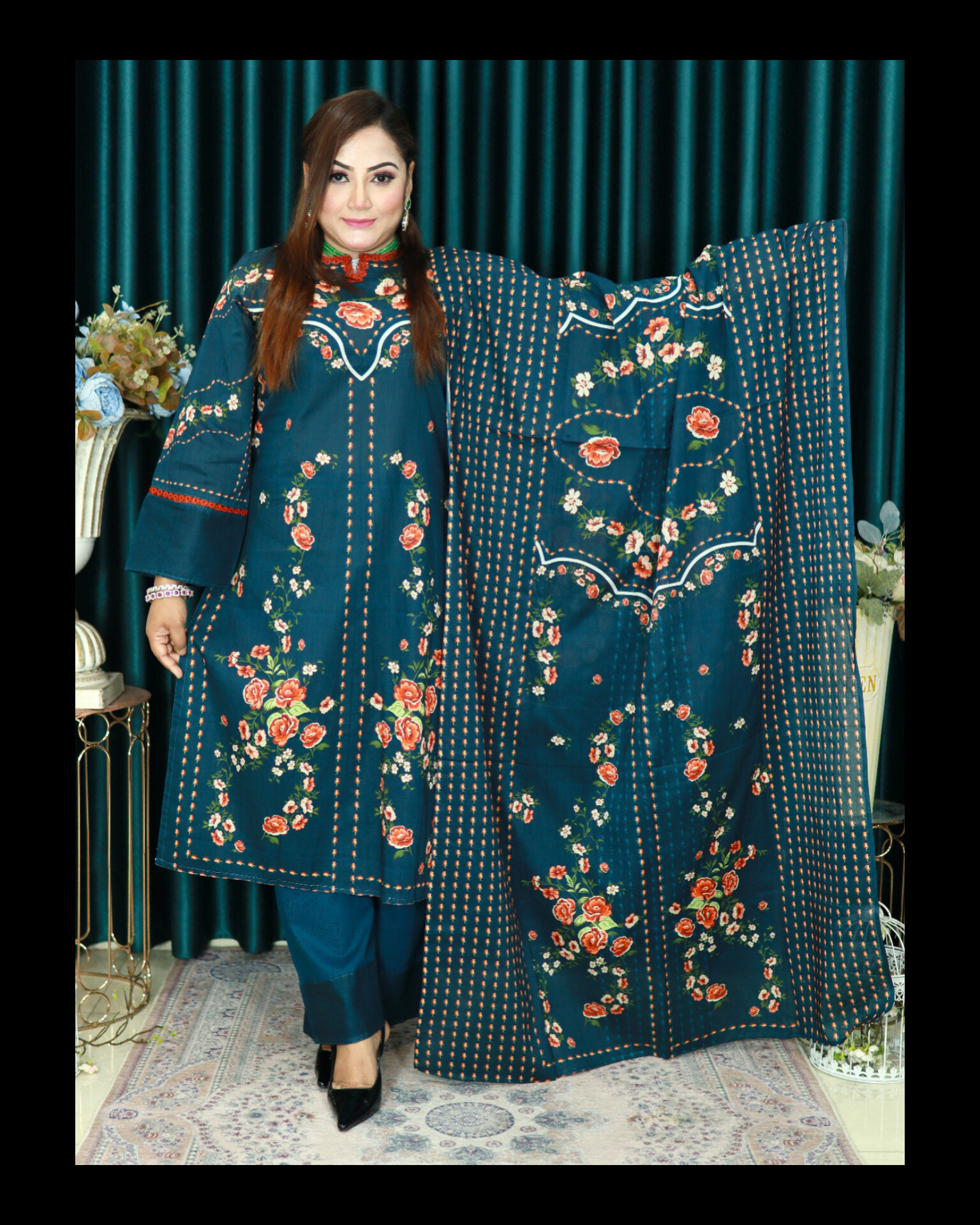 আনরেডি ELEGENT SWISS LAWN CODE 1439 DEEP BLUE COLOR